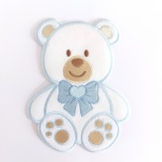 Marbet Iron-on Patch - Light Blue Teddy Bear with Bow